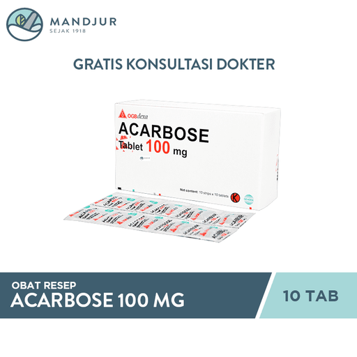 Acarbose 100 Mg Strip 10 Tablet - Apotek Mandjur