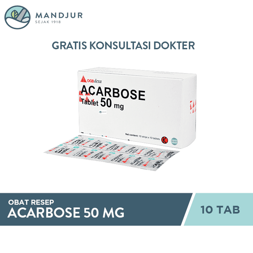 Acarbose 50 Mg Strip 10 Tablet - Apotek Mandjur