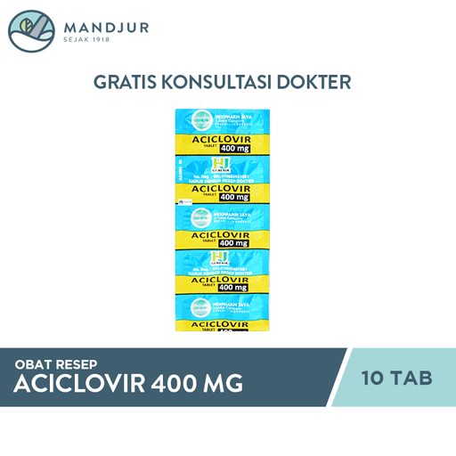 Aciclovir 400 mg Strip 10 Tablet - Apotek Mandjur
