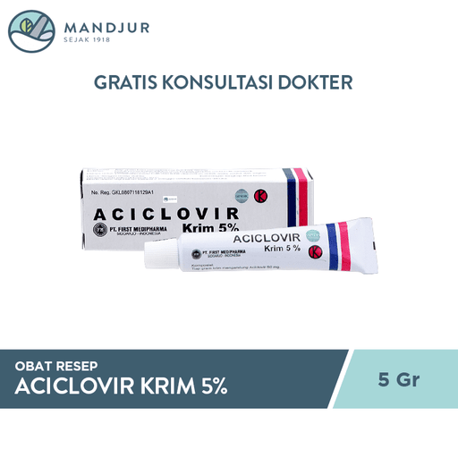 Aciclovir 5% Cream 5 Gr - Apotek Mandjur
