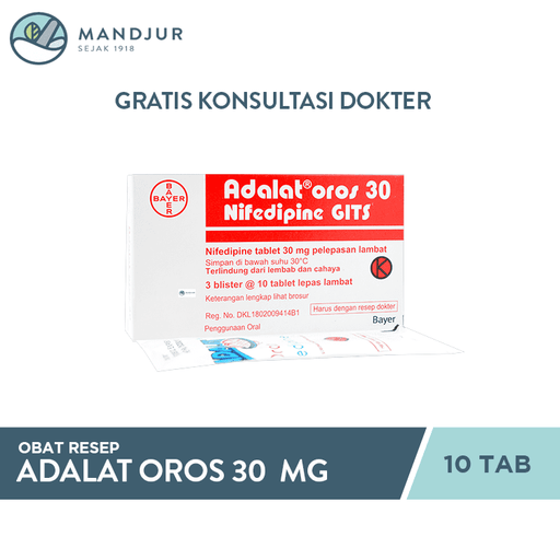 Adalat Oros 30 mg 10 Tablet - Apotek Mandjur