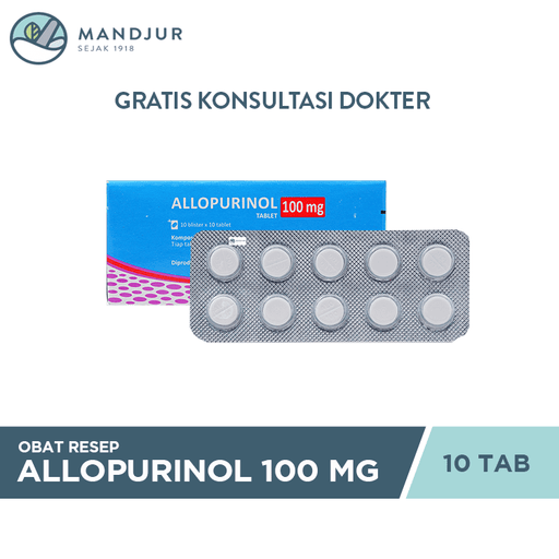 Allopurinol 100 Mg Strip 10 Tablet - Apotek Mandjur