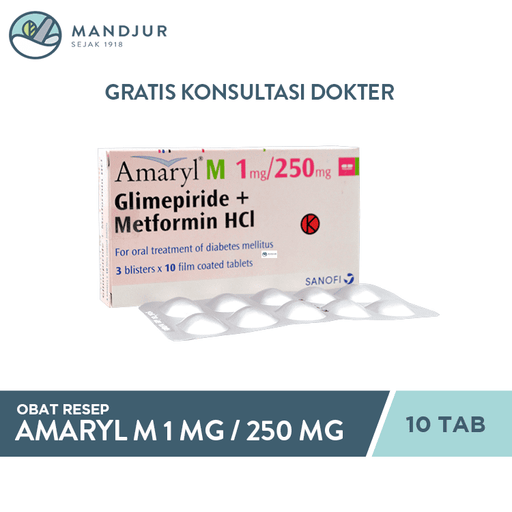 Amaryl M 1 mg/250 mg 10 Tablet - Apotek Mandjur