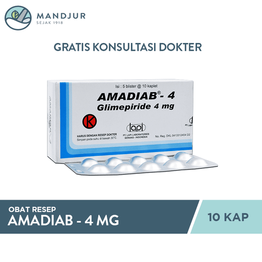Amadiab 4 mg 10 Kaplet - Apotek Mandjur