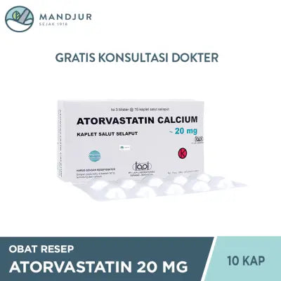 Atorvastatin 20 mg Strip 10 Tablet