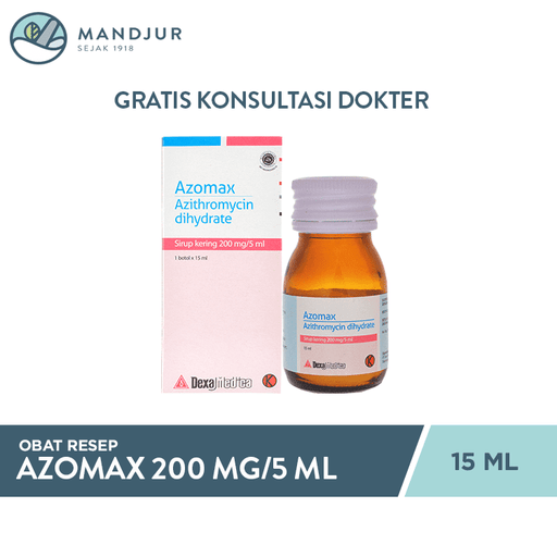 Azomax 200 mg/5 ml Dry Sirup 15 ml - Apotek Mandjur