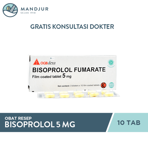 Bisoprolol 5 mg Strip 10 Tablet - Apotek Mandjur