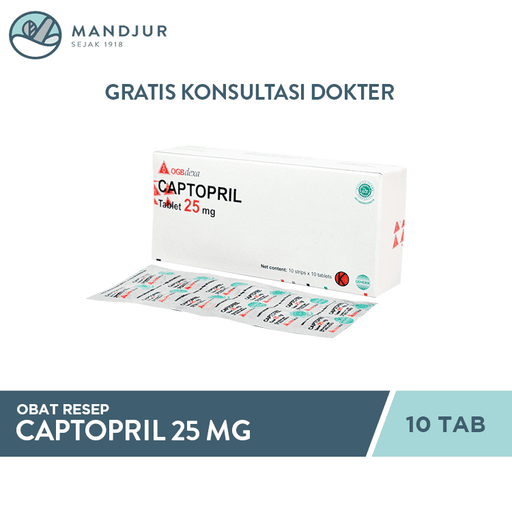 Captopril 25 mg Strip 10 Tablet - Apotek Mandjur