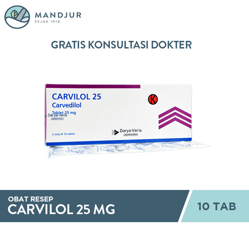 Carvilol 25 mg 10 Tablet - Apotek Mandjur