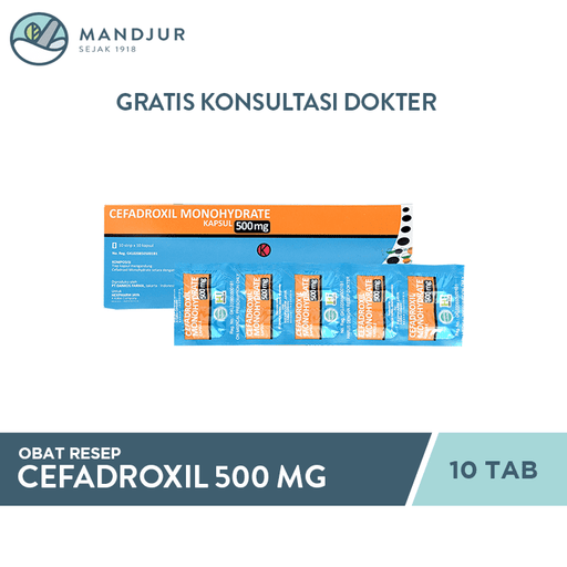 Cefadroxil 500 Mg Strip 10 Tablet - Apotek Mandjur