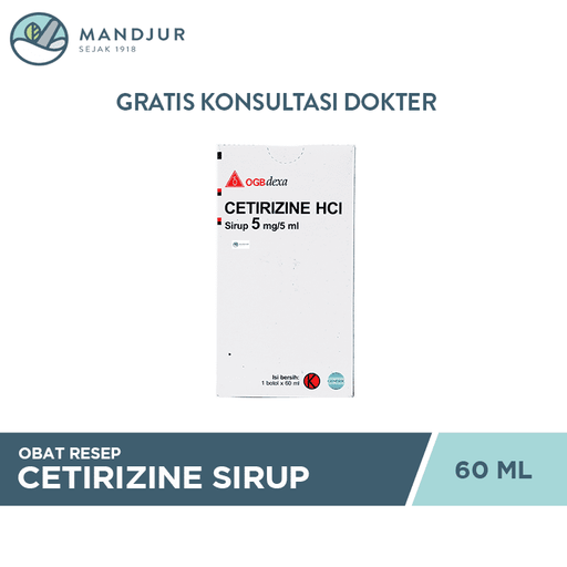 Cetirizine HCI 5 mg/5 mL Sirup 60 mL - Apotek Mandjur