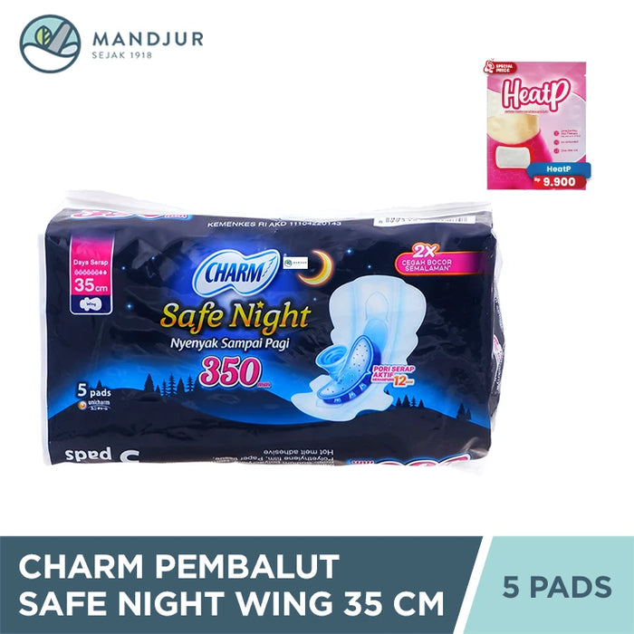 Charm Pembalut Safe Night 35 cm Wing 5 Pads