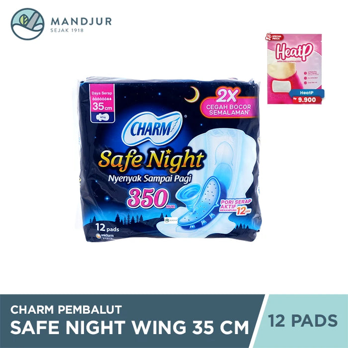 Charm Pembalut Safe Night 35 cm Wing 12 Pads