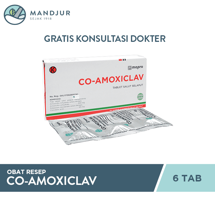 Co Amoxiclav 625 Mg 6 Tablet — Apotek Mandjur