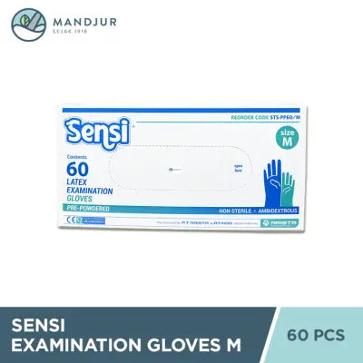 Sensi Latex Examination Gloves (Sarung Tangan Medis) Size M