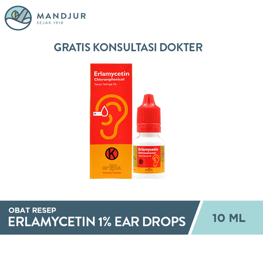 Erlamycetin 1% Ear Drops 10 ml - Apotek Mandjur