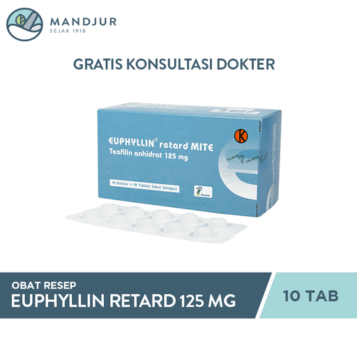 Euphyllin Retard Mite 125 mg 10 Tablet - Apotek Mandjur