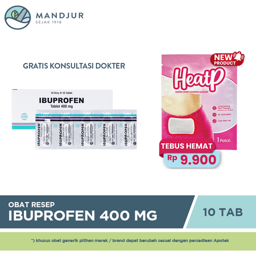 Ibuprofen 400 Mg Strip 10 Tablet - Apotek Mandjur