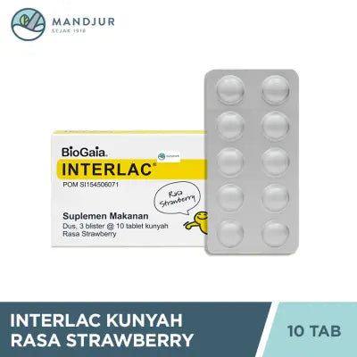 Interlac Kunyah Rasa Strawberry 10 Tablet