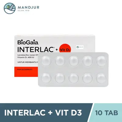 Interlac + Vit D3 10 Tablet Kunyah