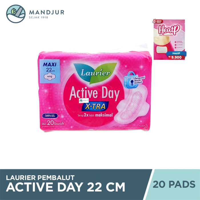 Laurier Active Day X-Tra Wing 20 Pads - Pembalut Wanita Wings 22 Cm