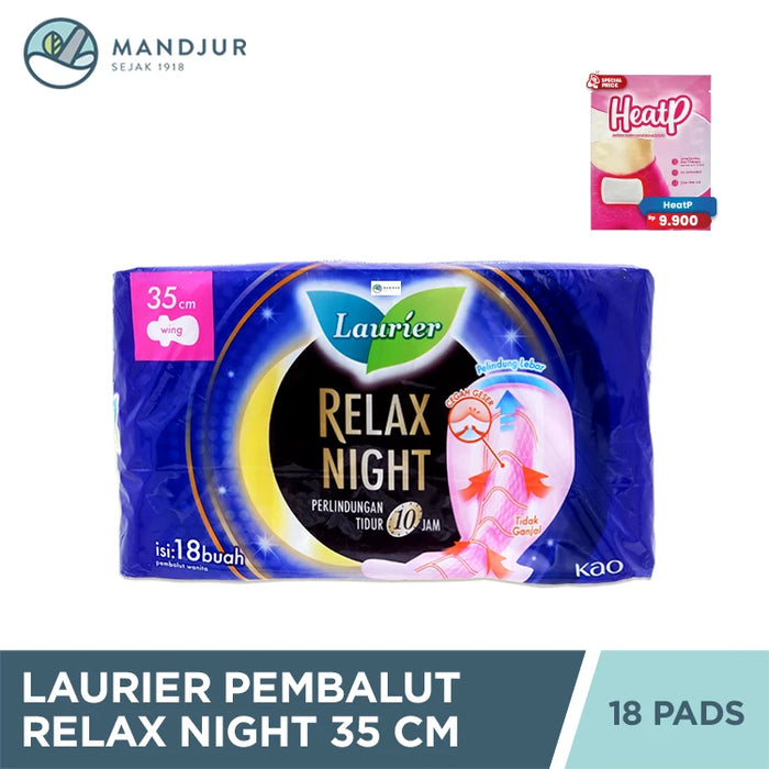 Laurier Relax Night Wing 35cm 18 Pads