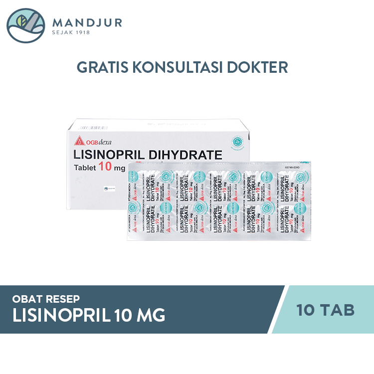 Lisinopril Dihydrate 10 Mg Strip 10 Tablet — Apotek Mandjur