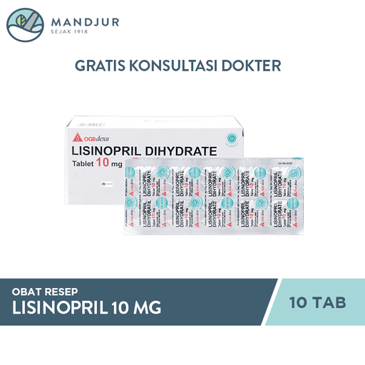 Lisinopril Dihydrate 10 Mg Strip 10 Tablet - Apotek Mandjur