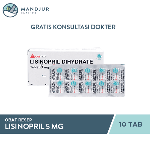 Lisinopril Dihydrate 5 Mg Strip 10 Tablet - Apotek Mandjur