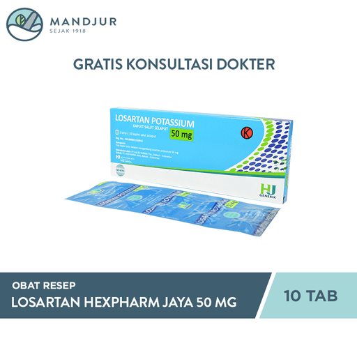 Losartan 50 Mg Strip 10 Tablet - Apotek Mandjur