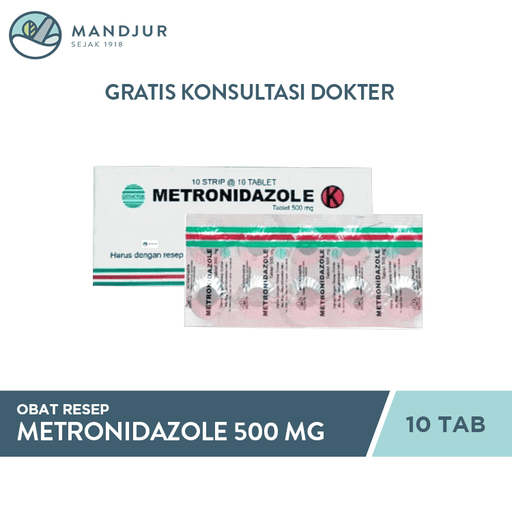Metronidazole 500 Mg Strip Isi 10 Tablet - Apotek Mandjur