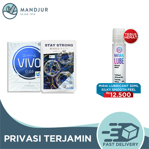 Paket Vivo 0.03 Superthin + Beaded Stamina Ring - Stay Strong - Apotek Mandjur