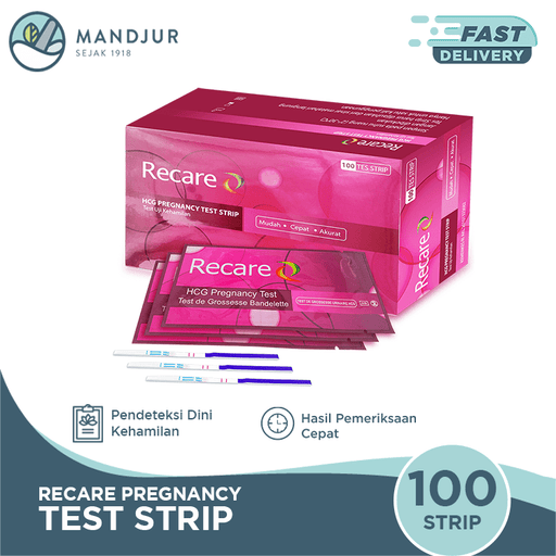Recare tes kehamilan / test pack / pregnancy test - 100 strip  /  1 Box - Apotek Mandjur