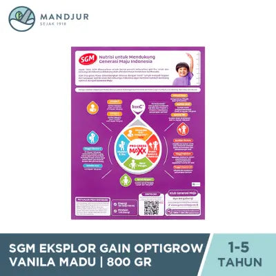 SGM Eksplor Gain Optigrow 1 Plus Vanilla Madu 800 Gram