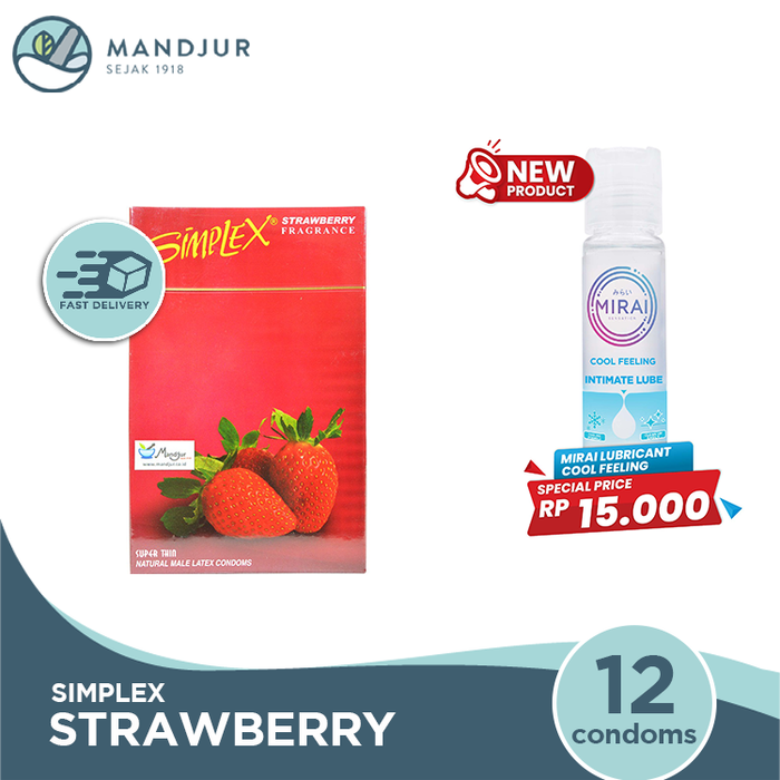 Kondom Simplex Strawberry Fragrance - Isi 12