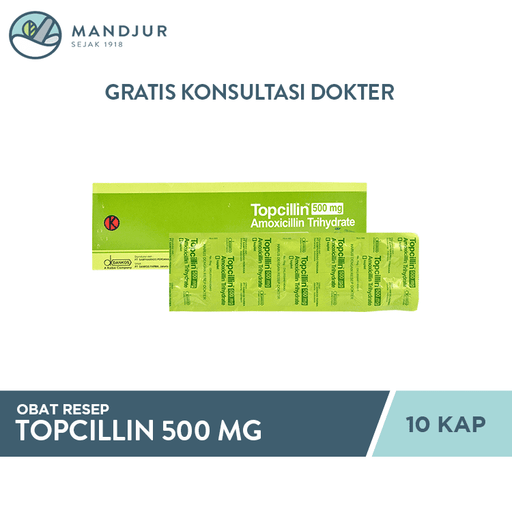 Topcillin 500 mg 10 Kaplet - Apotek Mandjur