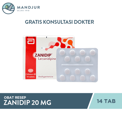 Zanidip 20 Mg 14 Tablet - Apotek Mandjur