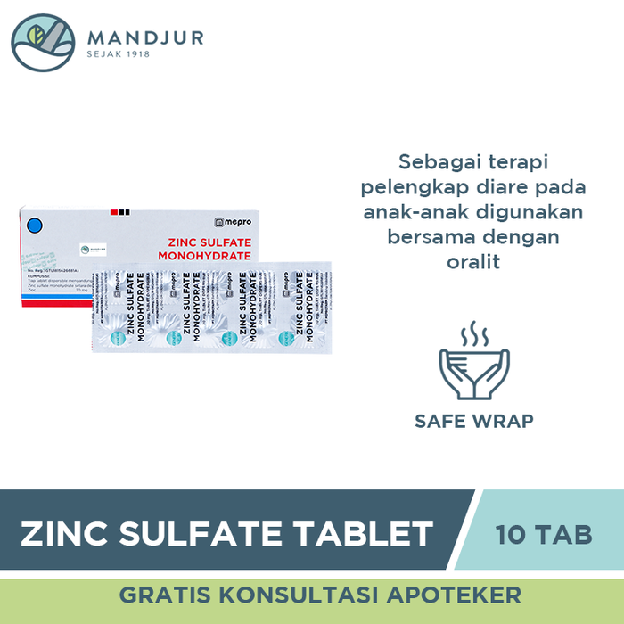 Zinc Sulfate Monohydrate 20 Mg Strip 10 Tablet - Apotek Mandjur