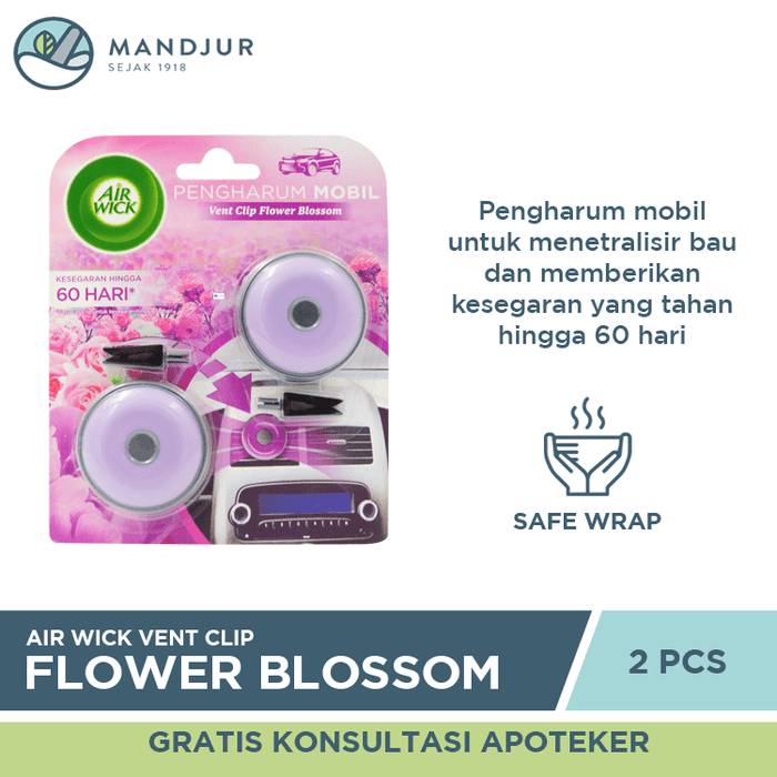 Air Wick Vent Clip Pengharum Mobil Flower Blossom 2 Pcs — Apotek Mandjur