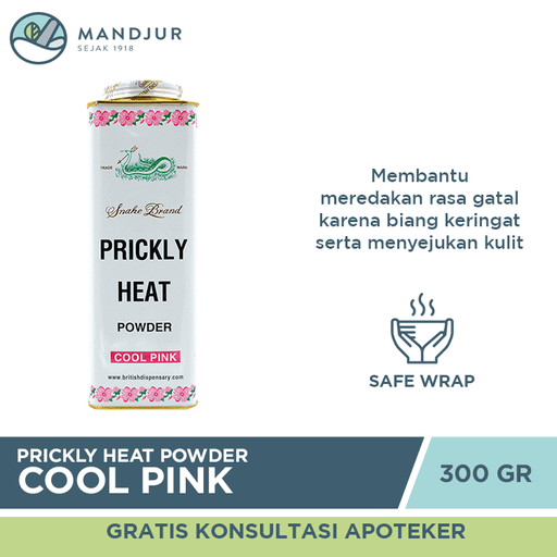 Prickly Heat Powder Cool Pink 300 Gram - Apotek Mandjur