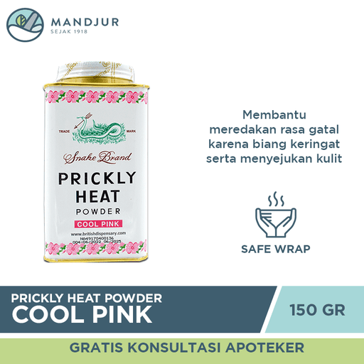 Prickly Heat Powder Cool Pink 150 Gram - Apotek Mandjur