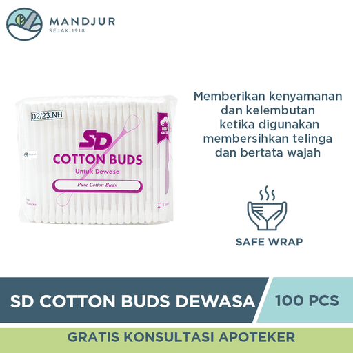SD Cotton Buds Dewasa Refill 100 Sticks - Apotek Mandjur
