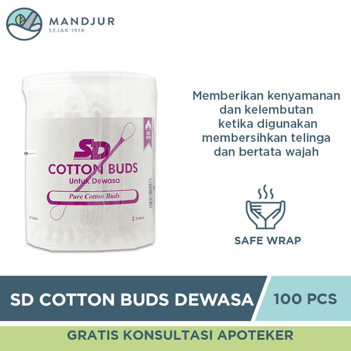 SD Cotton Buds Dewasa 100 Sticks - Apotek Mandjur