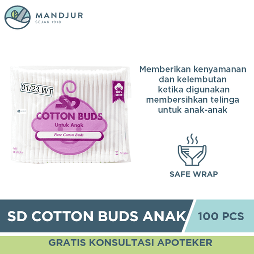 SD Cotton Buds Anak Refill 100 Sticks - Apotek Mandjur