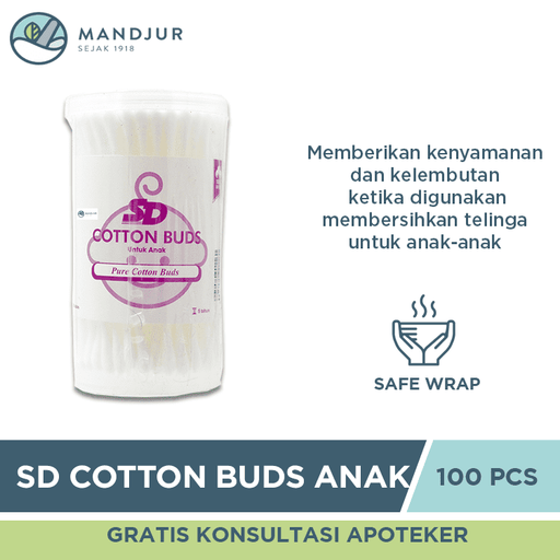 SD Cotton Buds Anak 100 Sticks - Apotek Mandjur