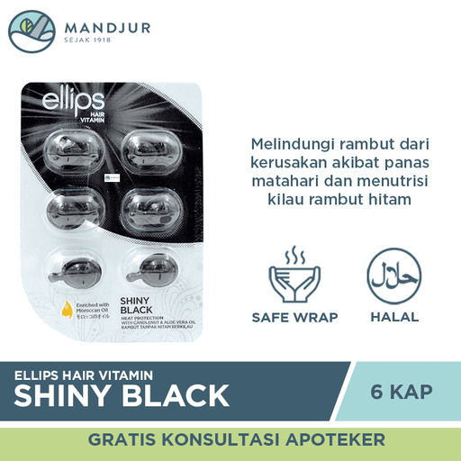 Ellips Hair Vitamin Shiny Black 6 Kapsul - Apotek Mandjur