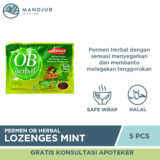 Permen OB Herbal Lozenges Mint - Apotek Mandjur