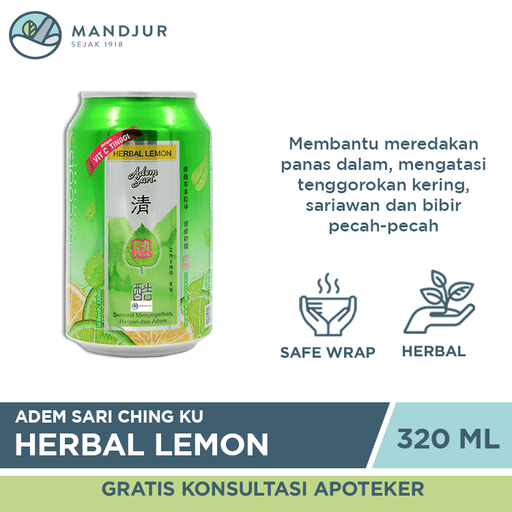 Adem Sari Ching Ku Herbal Lemon 320 ML - Apotek Mandjur