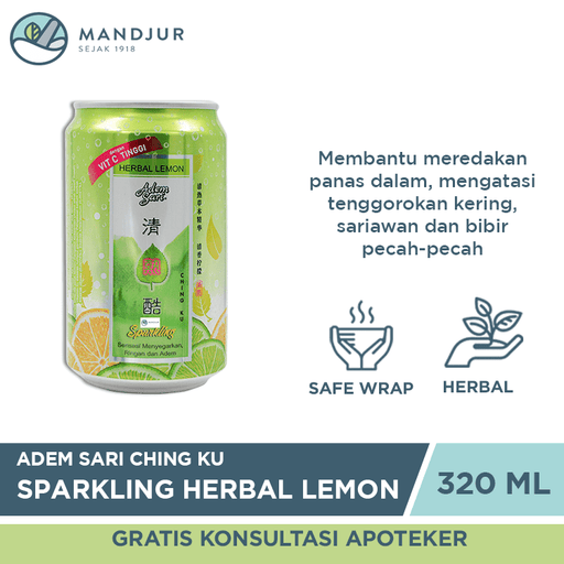 Adem Sari Ching Ku Sparkling Herbal Lemon 320 ML - Apotek Mandjur