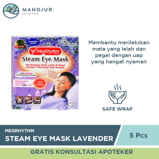 MegRhythm Steam Eye Mask Lavender Scent 5 Pcs - Apotek Mandjur